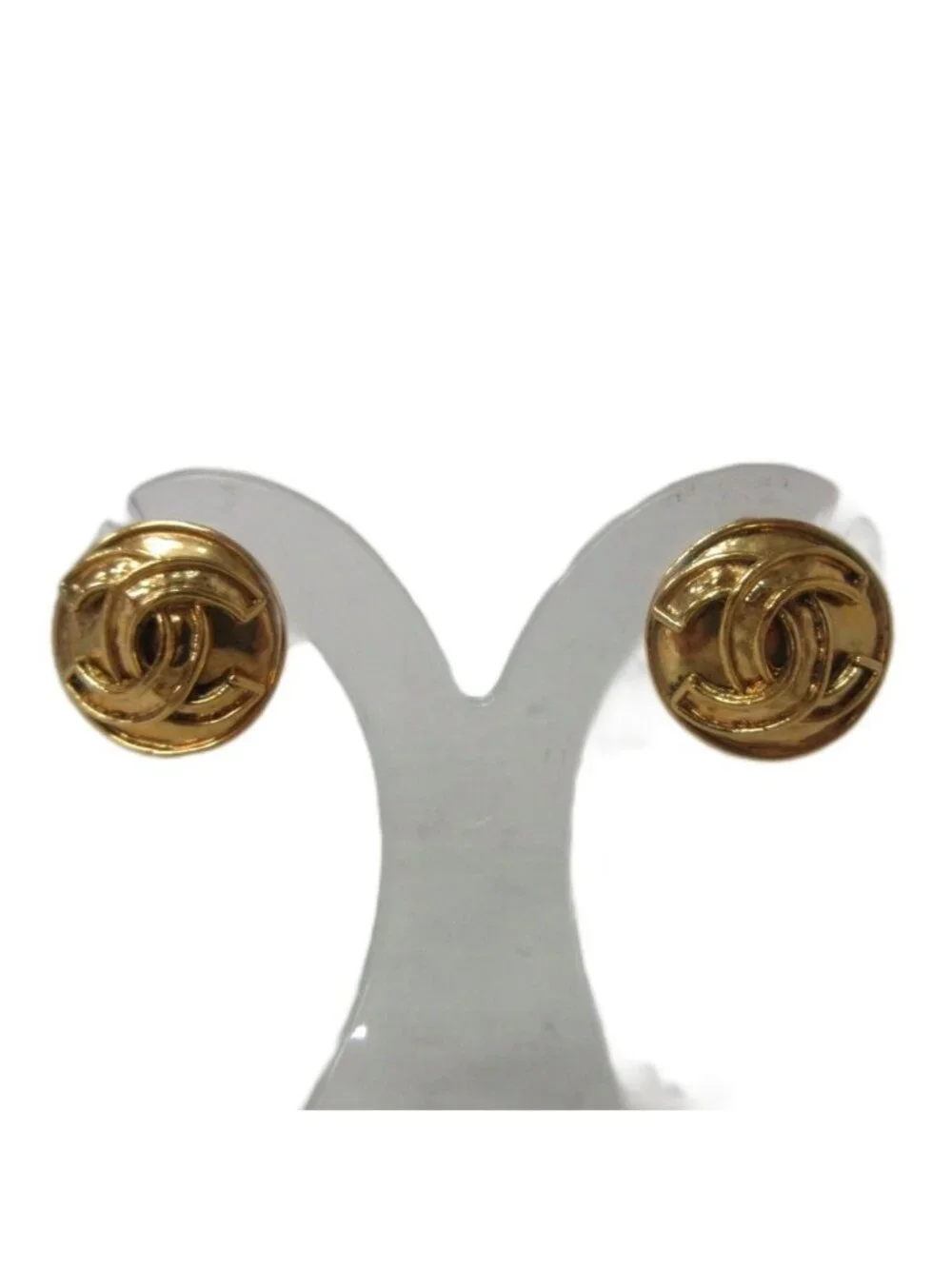 Chanel 94P Vintage CC Logo Earrings Gold Colored